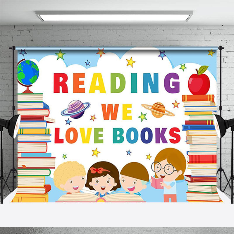 Aperturee - We Love Books Students Globe World Book Day Backdrop