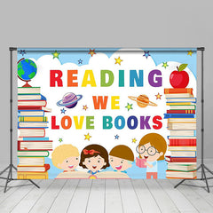 Aperturee - We Love Books Students Globe World Book Day Backdrop