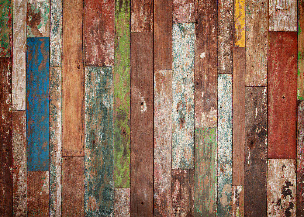 Aperturee - Peeling Paint Shabby Wood Photo Rubber Floor Mat