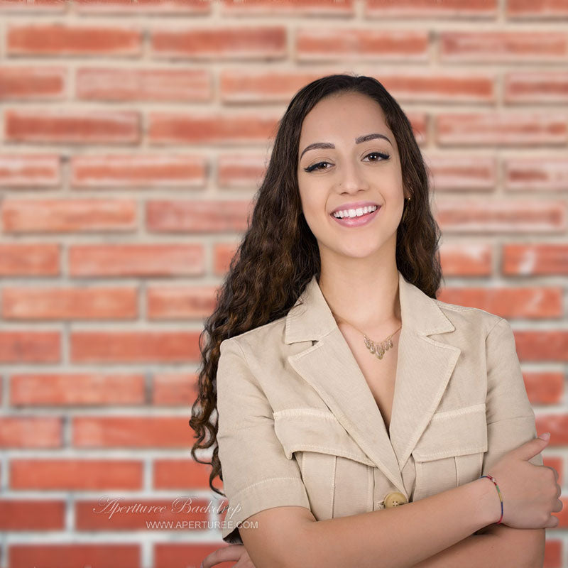 Aperturee - Weathered Retro Red Brick Portrait Photo Backdrop