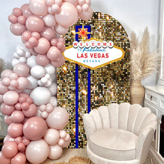 Aperturee - Welcome Las Vegas Glitter Double Sided Arch Backdrop