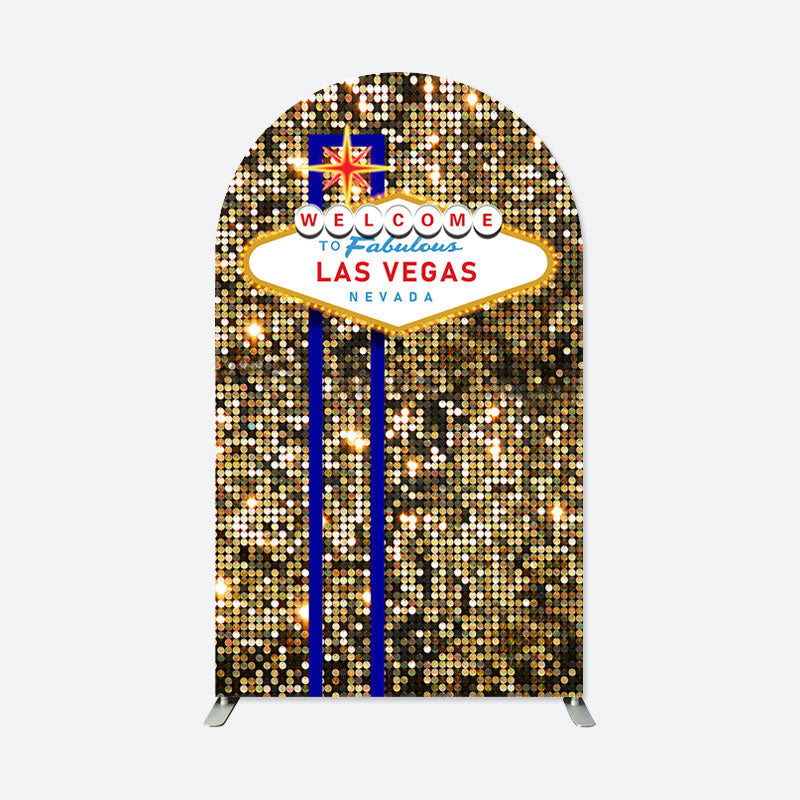 Aperturee - Welcome Las Vegas Glitter Double Sided Arch Backdrop