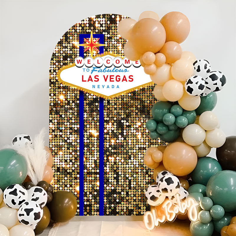 Aperturee - Welcome Las Vegas Glitter Double Sided Arch Backdrop