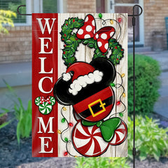 Aperturee - Welcome Mouse Santa Candy Christmas Garden Flag