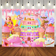 Aperturee - Welcome To Candy Land Castle Birthday Backdrop