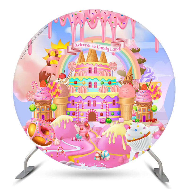 Aperturee Welcome To Candy Land Colorful Cakes Birthday Backdrop