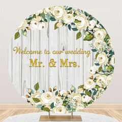 Aperturee Welcome To Our Wedding Flower Round Backdrop