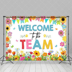 Aperturee - Welcome To The Team Flowers Emplpoyee Party Backdrop