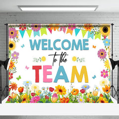 Aperturee - Welcome To The Team Flowers Emplpoyee Party Backdrop