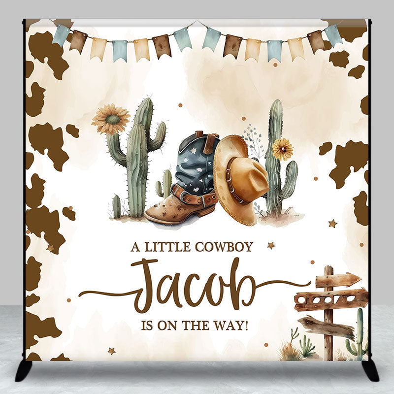 Aperturee - Western Cowboy Cactus Custom Baby Shower Backdrop