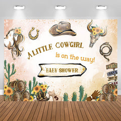 Aperturee - Western Cowgirl Floral Cactus Baby Shower Backdrop