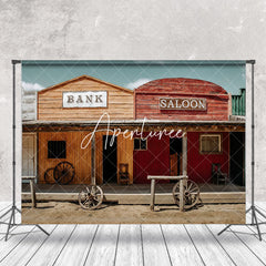 Aperturee - Western Desert Retro Bank Saloon Backdrop For Photo