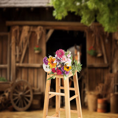 Aperturee - Western Wood Farm Horse Photo Architecture Backdrop