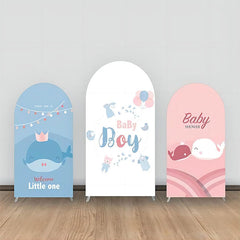 Aperturee - Whale Blue Pink Boy Baby Shower Arch Backdrop Kit