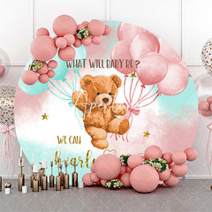 Aperturee What Will Baby Be Bear Round Gender Reveal Backdrop