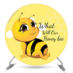 Aperturee What Will Our Honey Bee Round Baby Shower Backdrop