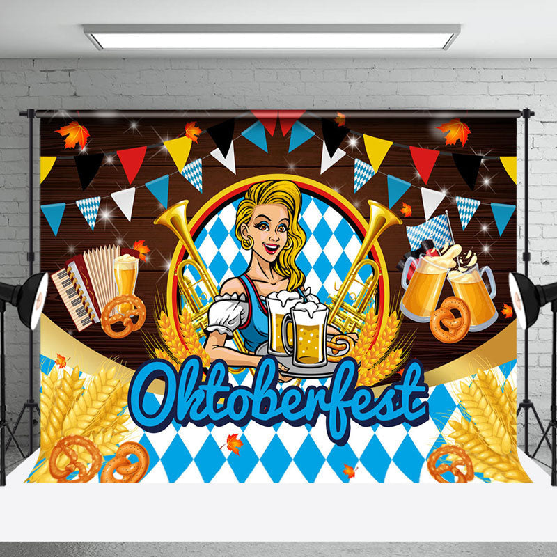 Aperturee - Wheat Bread Blonde Wooden Oktoberfest Party Backdrop