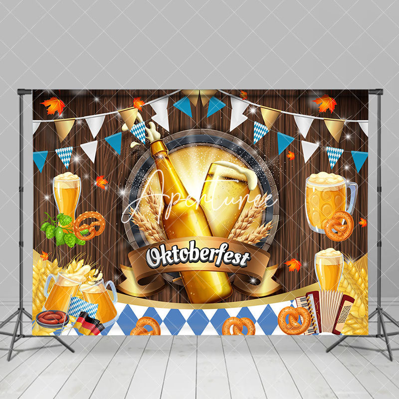 Aperturee - Wheat Flags Wooden Oktoberfest Beer Party Backdrop