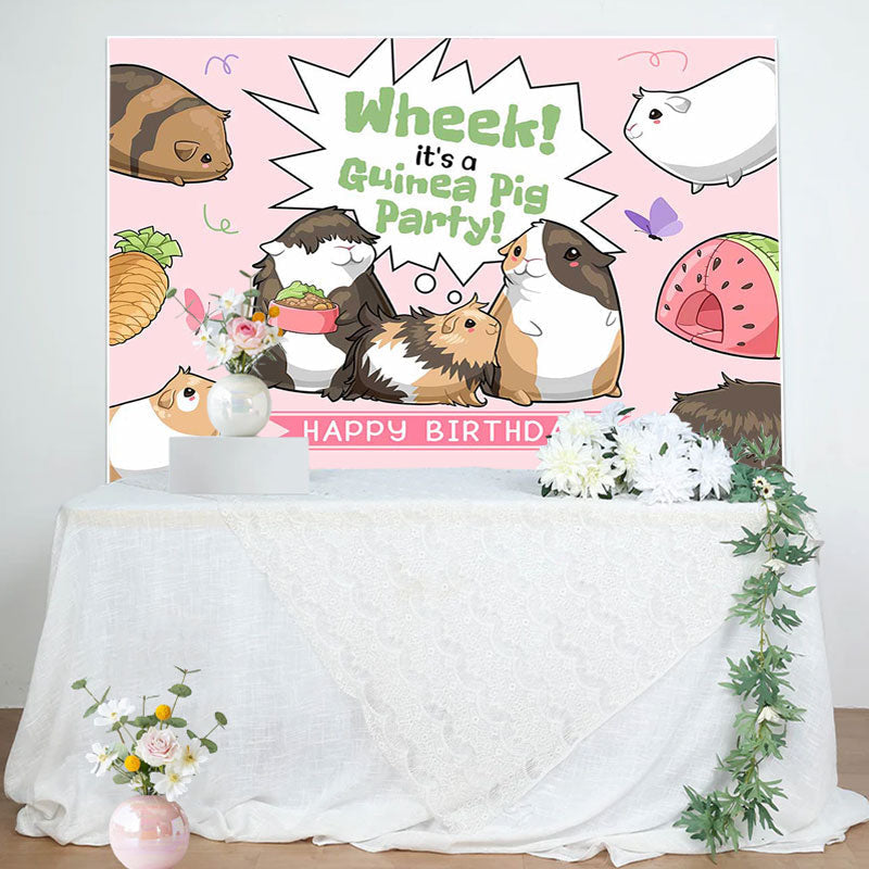 Aperturee - Wheek Its A Guinea Pig Party Happy Birthday Backdrop