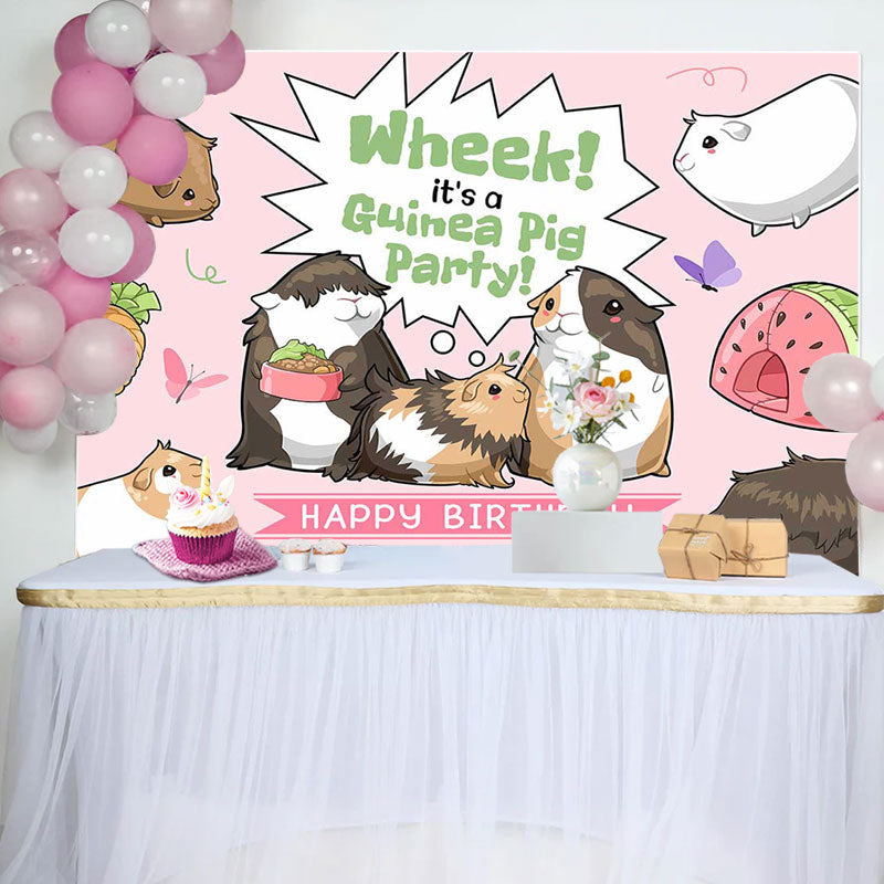 Aperturee - Wheek Its A Guinea Pig Party Happy Birthday Backdrop