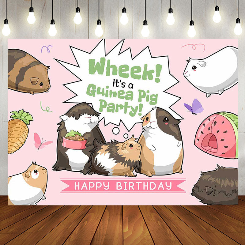 Aperturee - Wheek Its A Guinea Pig Party Happy Birthday Backdrop