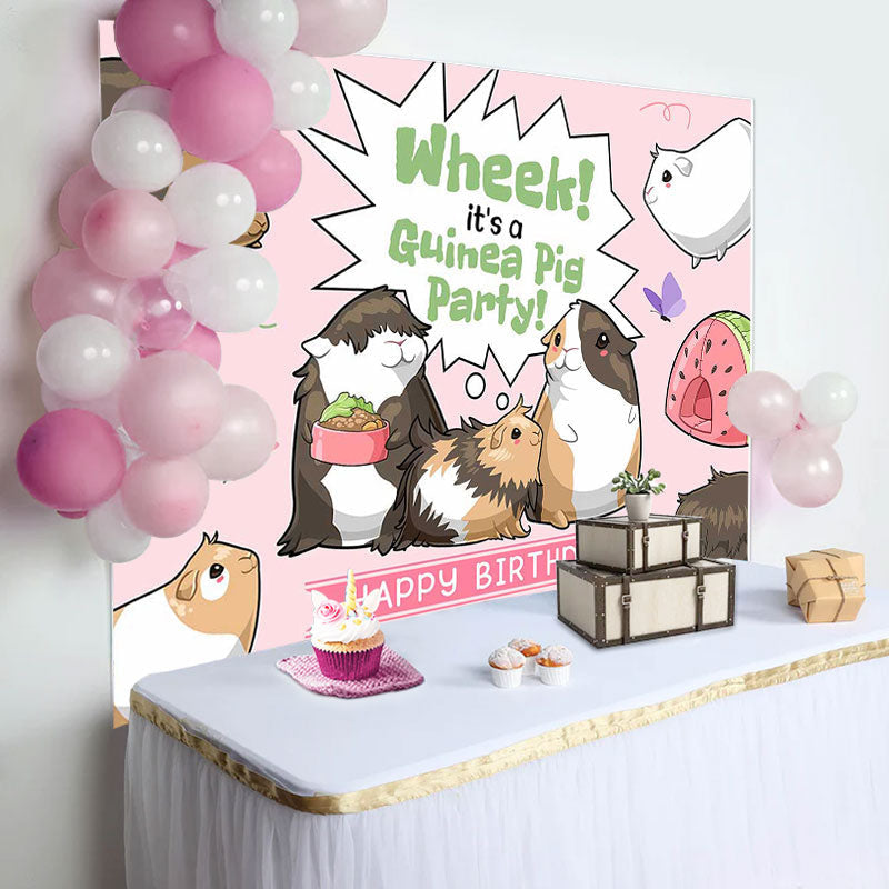 Aperturee - Wheek Its A Guinea Pig Party Happy Birthday Backdrop