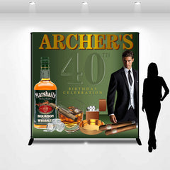 Aperturee - Whisky Cigar Men 40th Birthday Custom Photo Backdrop