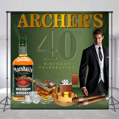 Aperturee - Whisky Cigar Men 40th Birthday Custom Photo Backdrop