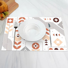 Aperturee - White Abstract Pattern Modern Set Of 4 Placemats