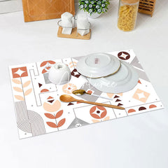 Aperturee - White Abstract Pattern Modern Set Of 4 Placemats