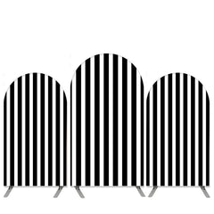 Aperturee White And Black Stripes Happy Birthday Arch Backdrop Kit