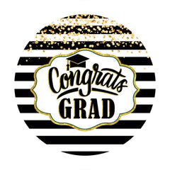 Aperturee - White And Black Stripes Round Graduation Backdros