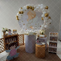 Aperturee White And Glitter Angle Circle Baby Shower Backdrop