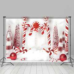 Aperturee - White And Red Candy Cane Bauble Christmas Backdrop