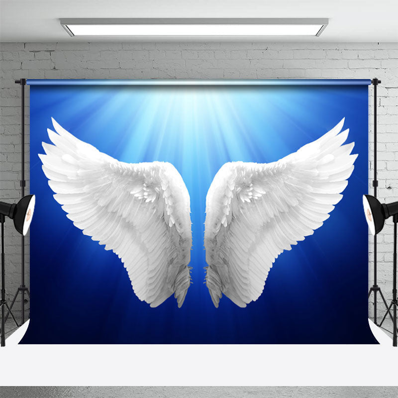 Aperturee - White Angel Wings Flying Sunshine Funeral Backdrop