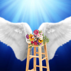 Aperturee - White Angel Wings Flying Sunshine Funeral Backdrop