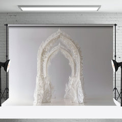 Aperturee - White Artistic Arch Wedding Backdrop For Photography