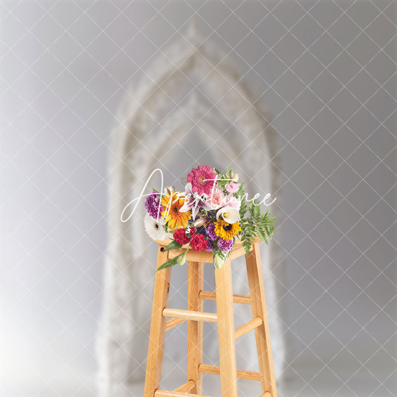 Aperturee - White Artistic Arch Wedding Backdrop For Photography