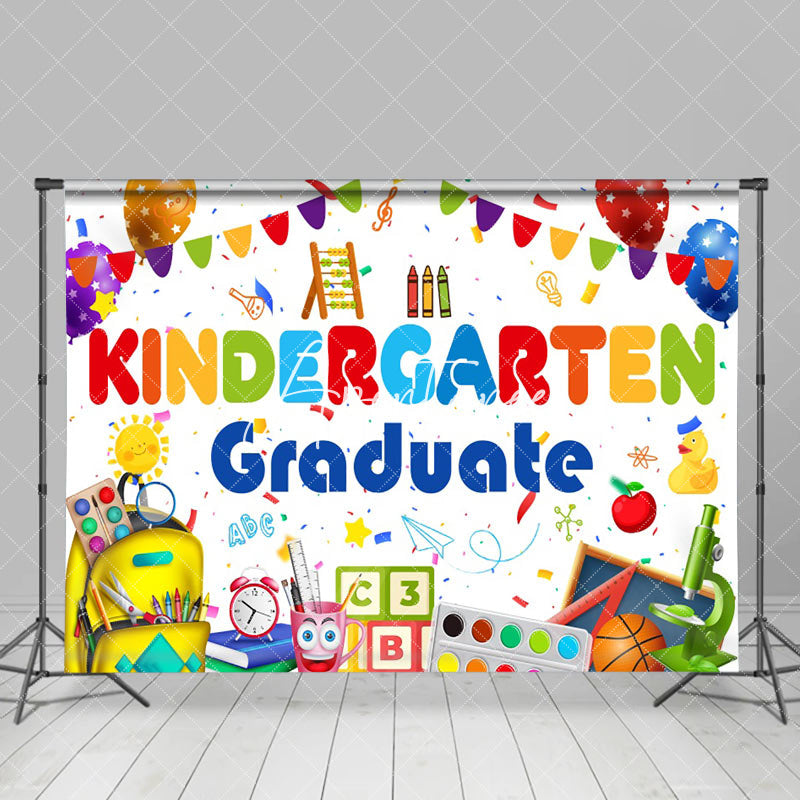 Aperturee - White Assorted Stationery Kindergarden Grad Backdrop