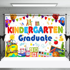 Aperturee - White Assorted Stationery Kindergarden Grad Backdrop