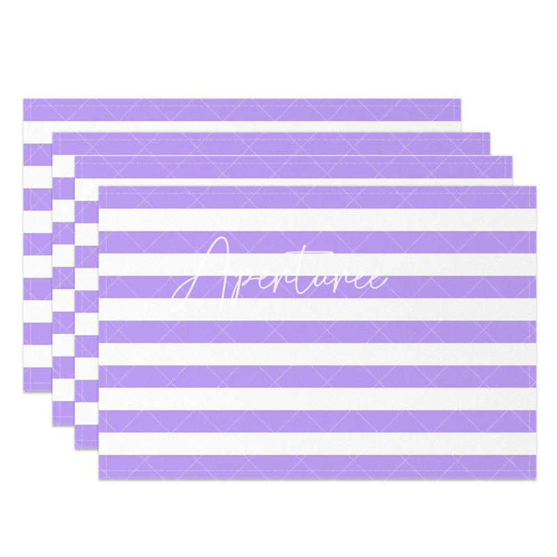 Aperturee - White Baby Purple Stripe Modern Set Of 4 Placemats