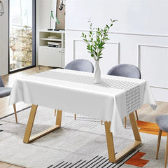 Aperturee - White Black Checkered Lines Rectangle Tablecloth