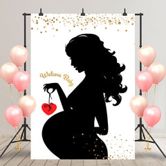 Aperturee - White Black Heart Welcome Baby Gender Reveal Backdrop