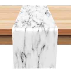 Aperturee - White Black Luxurious Marble Patterns Table Runner