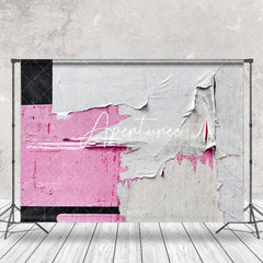 Aperturee - White Black Pink Ripped Graffiti Wall Photo Backdrop