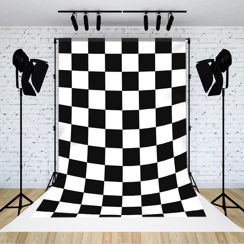 Aperturee - White Black Plaids Simple Abstract Textured Backdrop