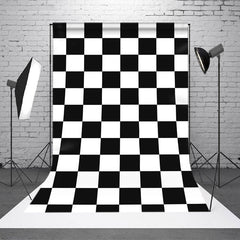 Aperturee - White Black Plaids Simple Abstract Textured Backdrop