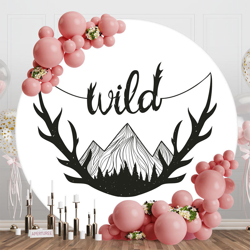 Aperturee - White Black Wild Mountain Round Birthday Backdrop