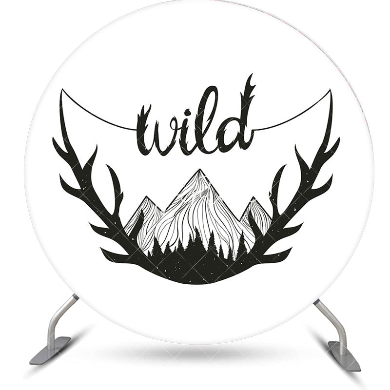 Aperturee - White Black Wild Mountain Round Birthday Backdrop