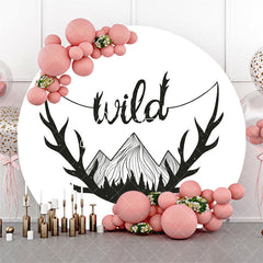 Aperturee - White Black Wild Mountain Round Birthday Backdrop